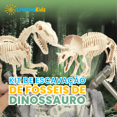 Kit de escavação de fósseis de dinossauros - Criativa Kids - CriativaKids